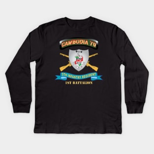 5th Infantry Regiment - DUI - 1st Battalion w Cambodia Tab w Br - Ribbon X 300 Kids Long Sleeve T-Shirt